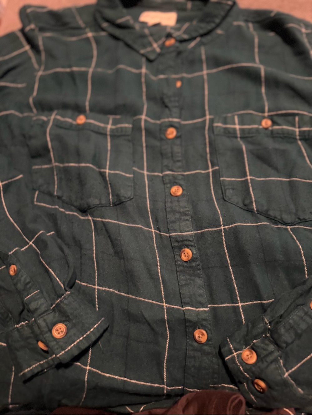 Women’s Dark Green flannel 1x xl Button-Up Shirt